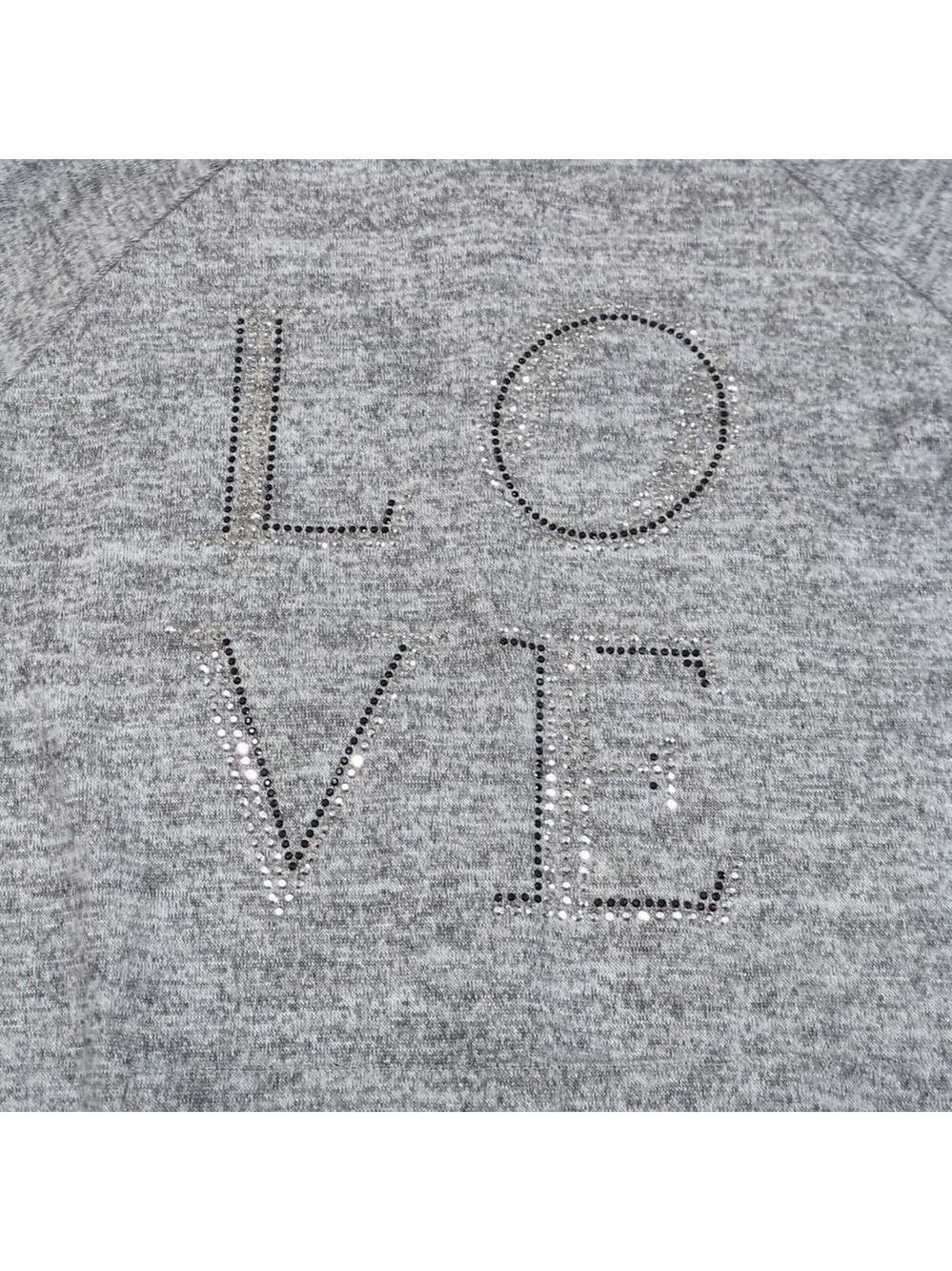 SJS Womens Gray Love Rhinestone Hoodie Plus Size 1X - Picture 6 of 7